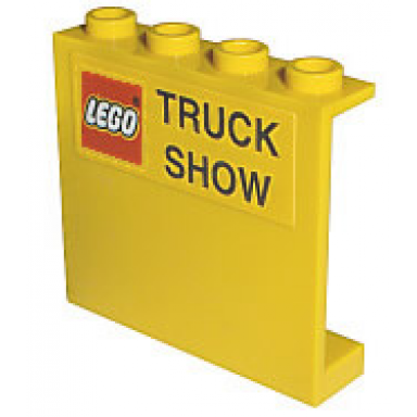 yellow panel 1 x 4 x 3 with lego logo and truck show pattern sticker - set 2148