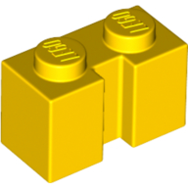 yellow brick modified 1 x 2 with channel
