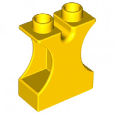 yellow duplo brick 1 x 2 x 2 with side cutouts and channel in top