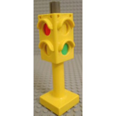 yellow duplo road stoplight with changing lights