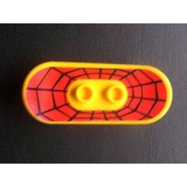 yellow minifigure utensil skateboard deck with black web on red background pattern sticker - set 4853
