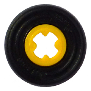 yellow technic bush 1 2 smooth with black tire 14mm d x 4mm smooth small single with number embossed on side 4265c 59895