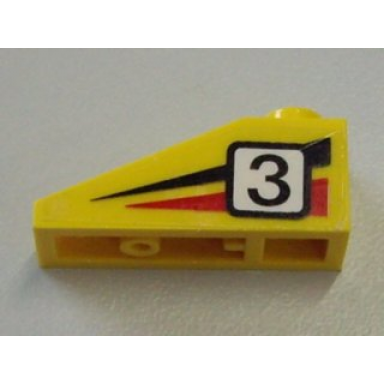 yellow slope 33 3 x 1 with black number 3 on black and red stripes pattern model left side sticker - set 6539