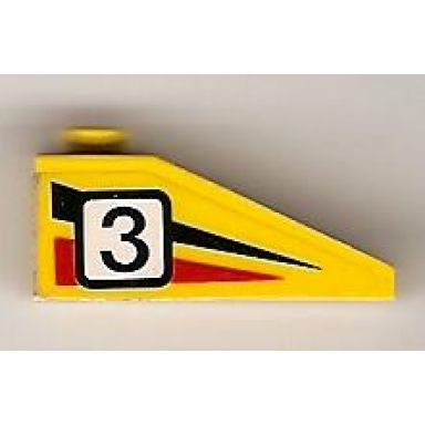yellow slope 33 3 x 1 with black number 3 on black and red stripes pattern model right side sticker - set 6539