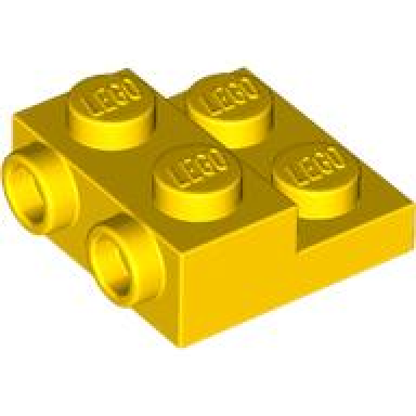 yellow plate modified 2 x 2 x 2 3 with 2 studs on side - hollow bottom tube