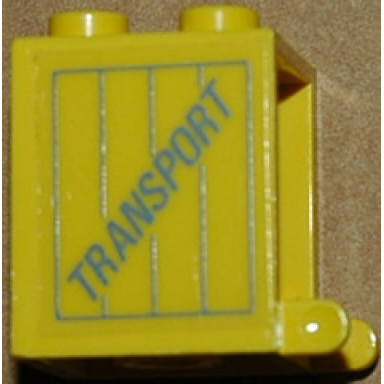 yellow container box 2 x 2 x 2 - solid studs with transport on crate pattern on both sides stickers - set 1552-1