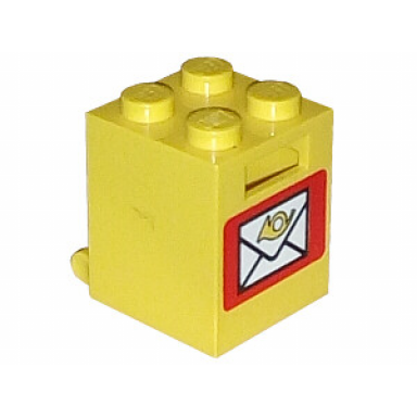 yellow container box 2 x 2 x 2 - solid studs with mail pattern