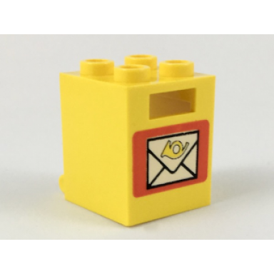 yellow container box 2 x 2 x 2 with mail envelope pattern