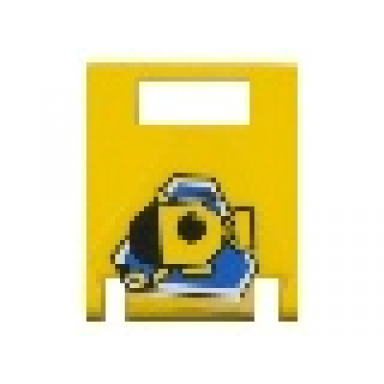 yellow container box 2 x 2 x 2 door with slot with yellow submarine on blue triangle pattern sticker - sets 1782 6441