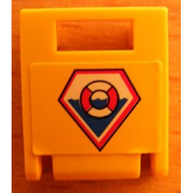 yellow container box 2 x 2 x 2 door with slot with coast guard logo pattern sticker - set 7044