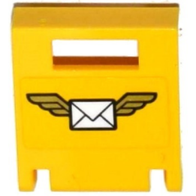 yellow container box 2 x 2 x 2 door with slot with envelope with wings on yellow background pattern sticker - set 60100