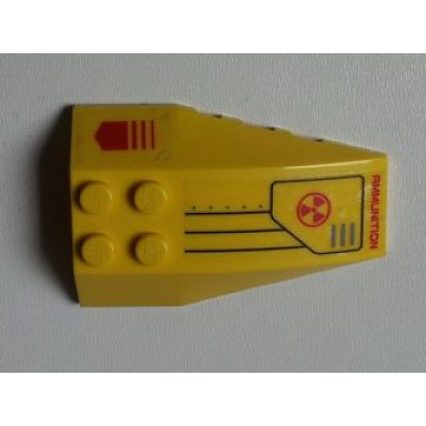 yellow wedge 6 x 4 triple curved with red arrow radioactivity warning and ammunition pattern stickers - set 7712