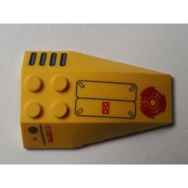 yellow wedge 6 x 4 triple curved with vent grille panel and red circular pattern stickers - set 7712