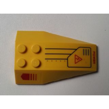 yellow wedge 6 x 4 triple curved with red arrow electricity danger sign and power pattern stickers - set 7712