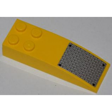 yellow slope curved 6 x 2 with black rivets on silver tread plate small pattern sticker - set 7746