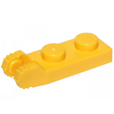 yellow hinge plate 1 x 2 locking with 2 fingers on end
