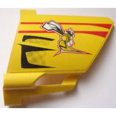 yellow technic panel fairing 22 large short small hole side a with bee and red and black lines pattern sticker - set 8166