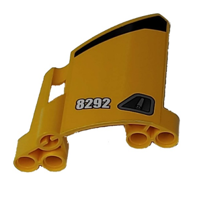 yellow technic panel fairing 23 large short small hole side b with 8292 and door handle pattern sticker - set 8292