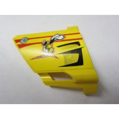 yellow technic panel fairing 23 large short small hole side b with bee and red and black lines pattern sticker - set 8166