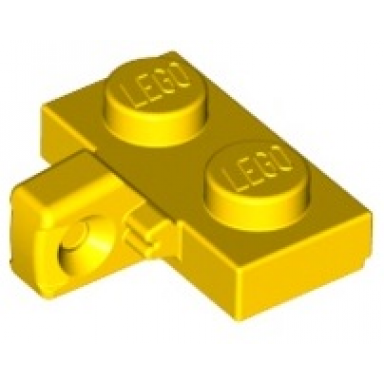 yellow hinge plate 1 x 2 locking with 1 finger on side with bottom groove