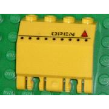 yellow panel 2 x 4 x 3 1 3 with double locking 2 fingers hinge with open and red warning triangle pattern sticker - sets 7774 7775