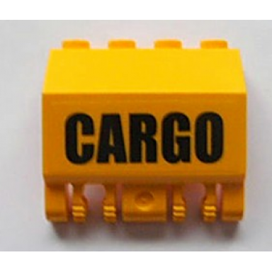 yellow panel 2 x 4 x 3 1 3 with double locking 2 fingers hinge with black cargo pattern sticker - set 4512