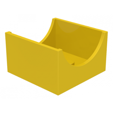 yellow container box 4 x 4 x 2 bottom with semicircle cutout ends