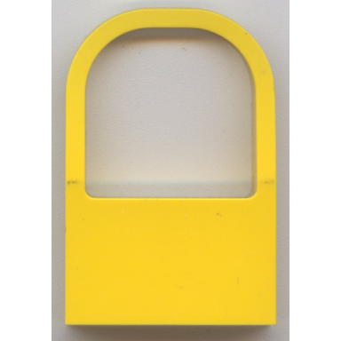 yellow fabuland window 1 x 4 x 5 with curved top