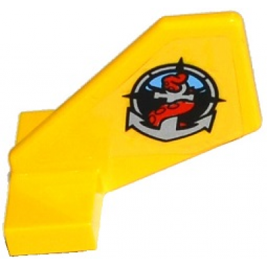 yellow tail shuttle small with deep sea logo with silver anchor and red tentacle pattern on left side sticker - set 60092