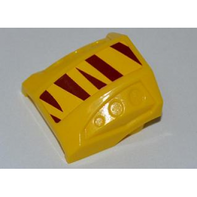 yellow slope curved 2 x 2 with debossed side ports with dark red tiger stripes pattern sticker - set 5887