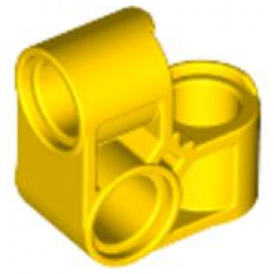 yellow technic pin connector perpendicular 2 x 2 bent