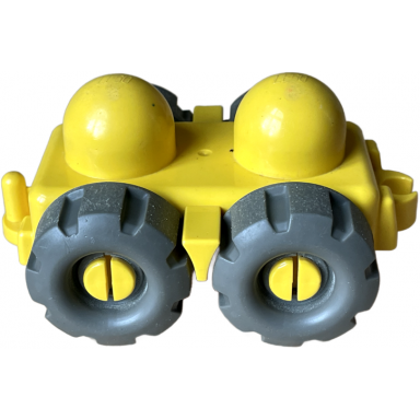 yellow primo vehicle wagon with tow hitches mud flaps and treaded tires