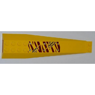 yellow wedge 16 x 4 triple curved with reinforcements with 6 rivets and 5 claw scratch marks on dark red tiger stripes pattern sticker - set 5888