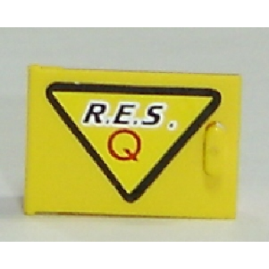 yellow container cupboard 2 x 3 x 2 door with black r.e.s and red q on yellow triangle with black border pattern model left side sticker - set 6462