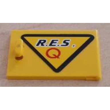 yellow container cupboard 2 x 3 x 2 door with black r.e.s and red q on yellow triangle with black border pattern model right side sticker - set 6462