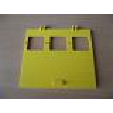 yellow garage door 1 x 12 x 9 with three windows locking dual 2 finger hinges