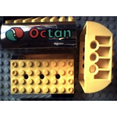 yellow slope curved 6 x 8 x 2 double with chrome silver sides and octan logo pattern