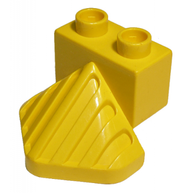 yellow duplo train steam engine cow catcher