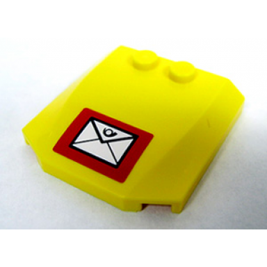 yellow wedge 4 x 4 x 2 3 triple curved with mail envelope pattern sticker - set 7731