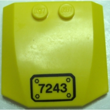 yellow wedge 4 x 4 x 2 3 triple curved with number 7243 in black border pattern sticker - set 7243