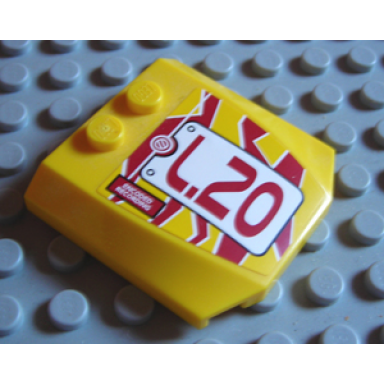 yellow wedge 4 x 4 x 2 3 triple curved with dark red l.20 pattern sticker - set 8113