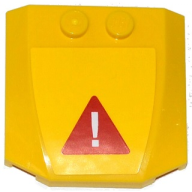 yellow wedge 4 x 4 x 2 3 triple curved with white exclamation mark in red triangle pattern sticker - set 70814