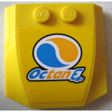 yellow wedge 4 x 4 x 2 3 triple curved with octan logo and octan e pattern sticker - set 60256