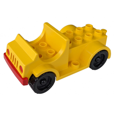 yellow duplo car with 2 x 4 studs bed and running boards