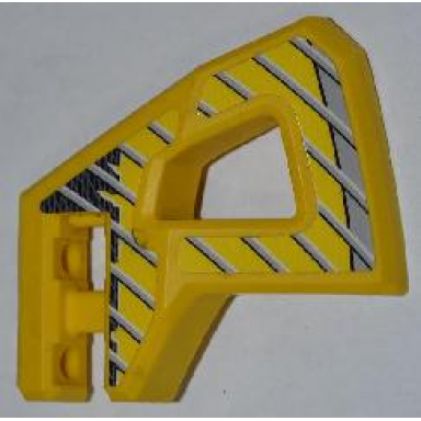 yellow technic panel rc car flexible bumper right with gray stripes on yellow and black background pattern stickers - set 8369-1