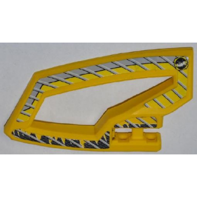 yellow technic panel rc car panel flexible left with dirt crusher logo and gray stripes on yellow and black background pattern stickers - set 8369-1