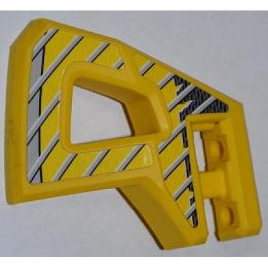 yellow technic panel rc car flexible bumper left with gray stripes on yellow and black background pattern stickers - set 8369-1