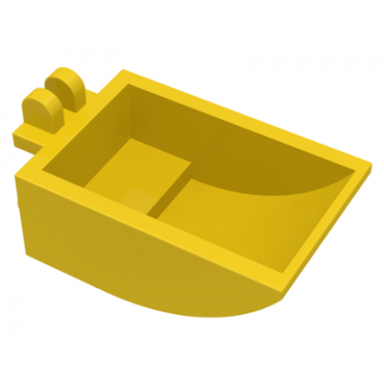 yellow vehicle digger bucket 2 x 3 curved bottom hollow with 2 fingers hinge