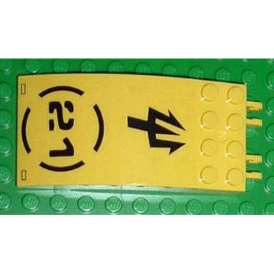 yellow windscreen 8 x 4 x 2 curved with locking dual 2 fingers with black trident broken circle and 21 pattern sticker - set 7774