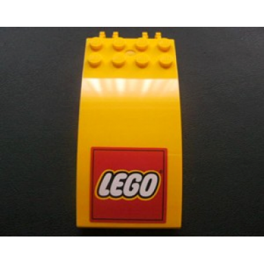 yellow windscreen 8 x 4 x 2 curved with locking dual 2 fingers with lego logo pattern sticker - set 3221